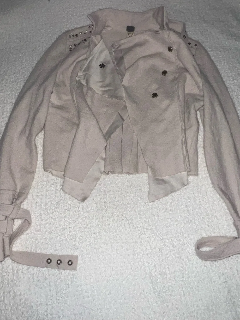 Free People We The Free Ivory Studded Moto Jacket XS